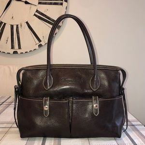 Dooney & Bourke Large Chocolate Florentine Vacchetta Leather East/West Satchel